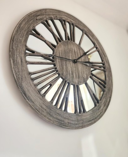 Wooden mirror wall clock - wall,