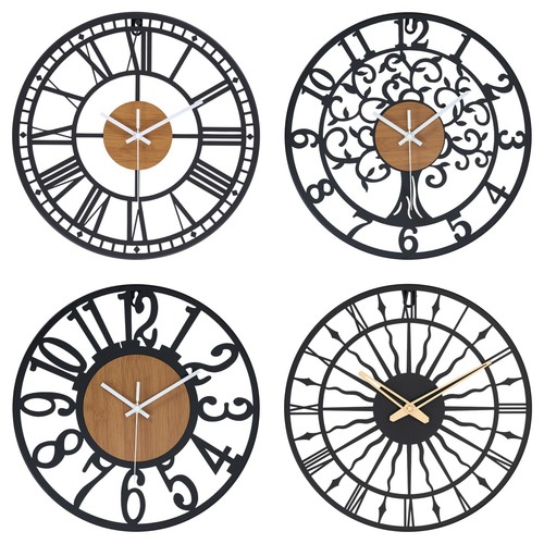 34cm skeleton wall clock black - skeleton,