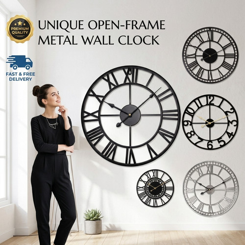 Large metal roman wall clock - metal,