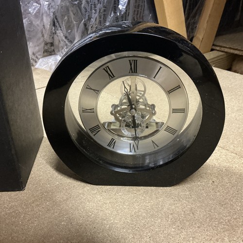 Black mantle shelf - mantle, clock